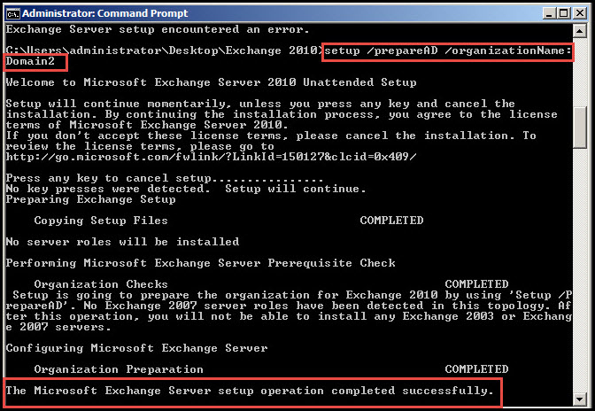 Training exchange server 2010 install exchange server 2010 in server 2008 administrator command prompt 3