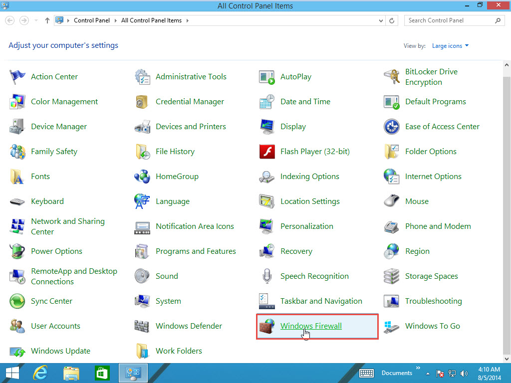 Enable-Disable Window Software Firewall in Windows 8 