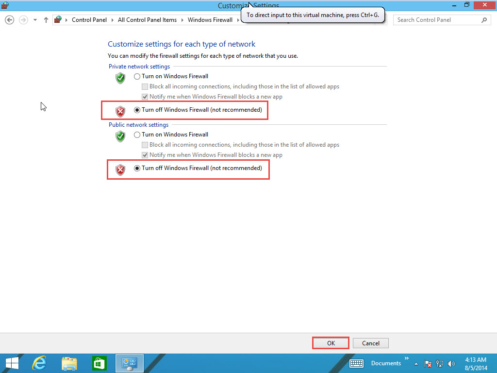 Enable-Disable Window Software Firewall in Windows 8