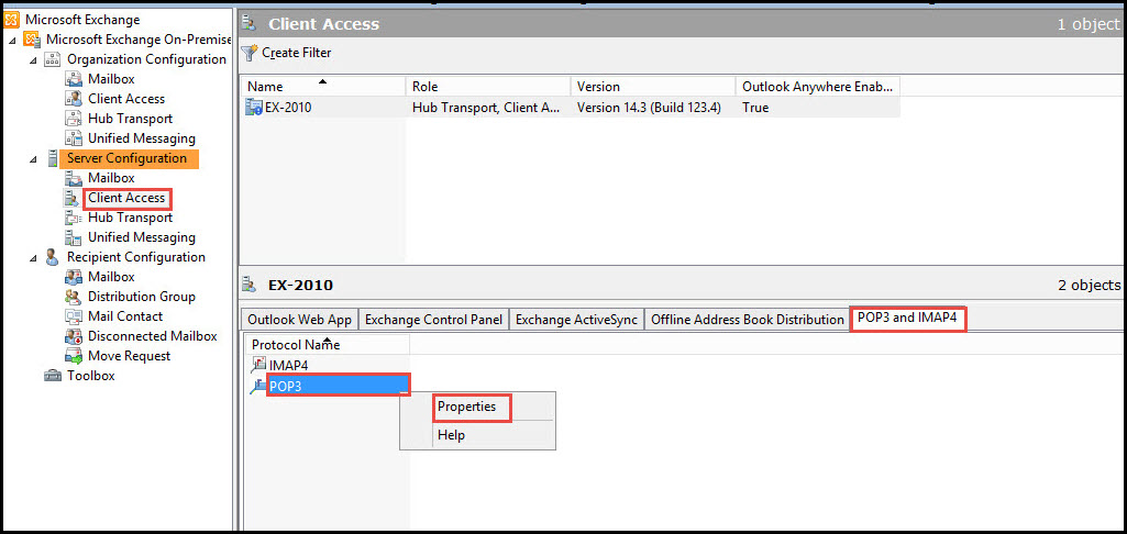 Training POP3 & IMAP4 in exchange client access server client access 3