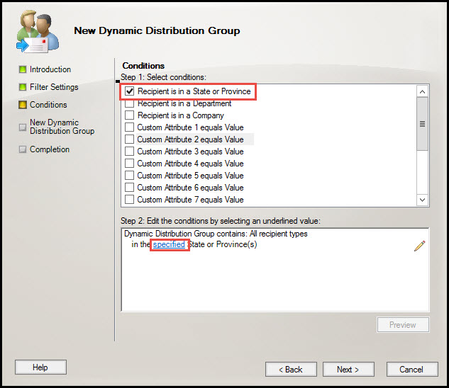 Training create Dynamic Distribution Group exchange server 2010 conditions 6