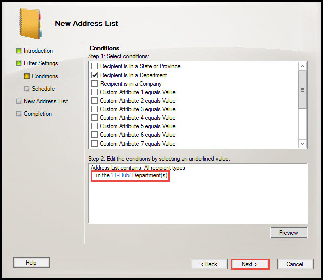 Training create and configure address list conditions 8
