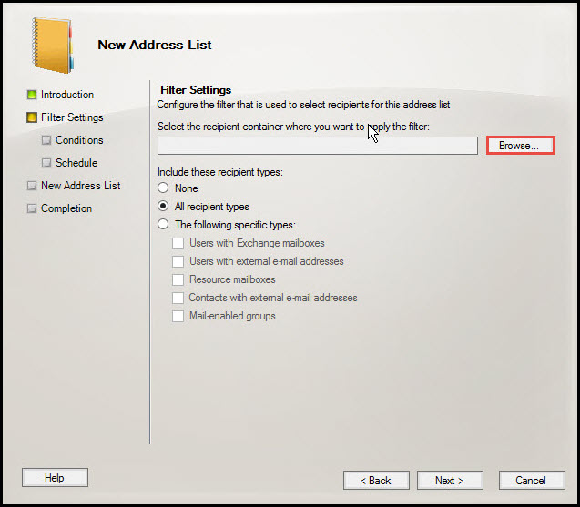 Training create and configure address list new address list filtter settings 3