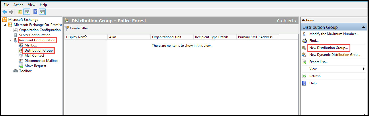 Training create mail enabled Security Distribution server 2010 Group entire forest 1