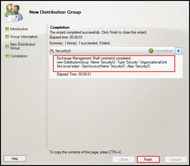 Training create mail enabled Security Distribution server 2010 completion 7