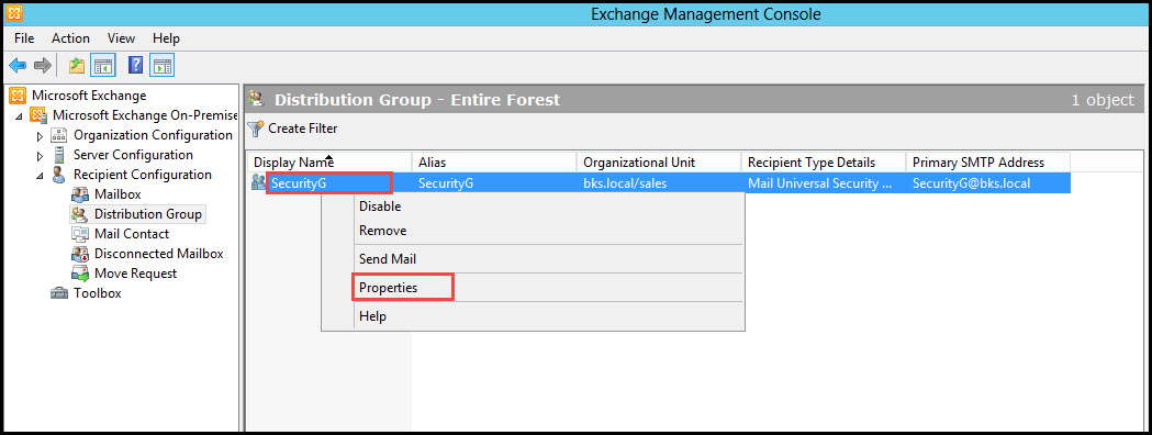 Training create mail enabled Security Distribution server 2010 exchange management console 8