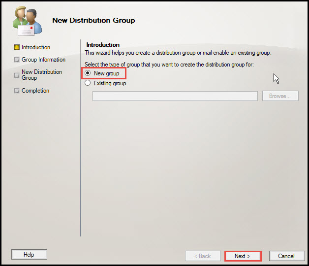 Training create mail enabled Security Distribution server 2010 new distribution group 2