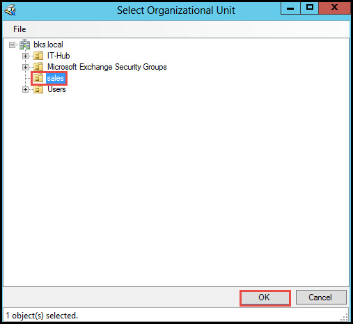 Training create mail enabled Security Distribution server 2010 select organizational unit 4