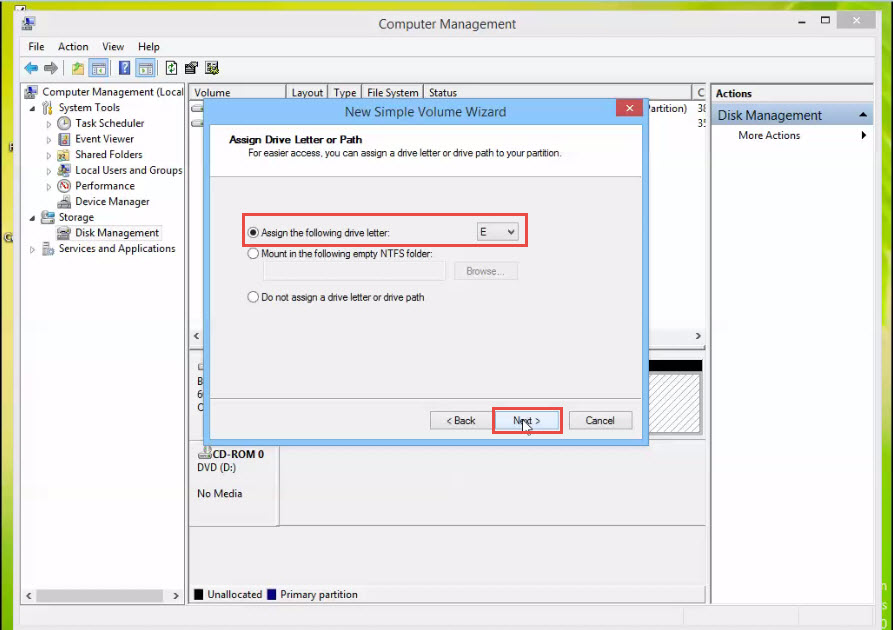 How to Create New Volume Drive in Window 8 training with Disk Management  drive letter assign