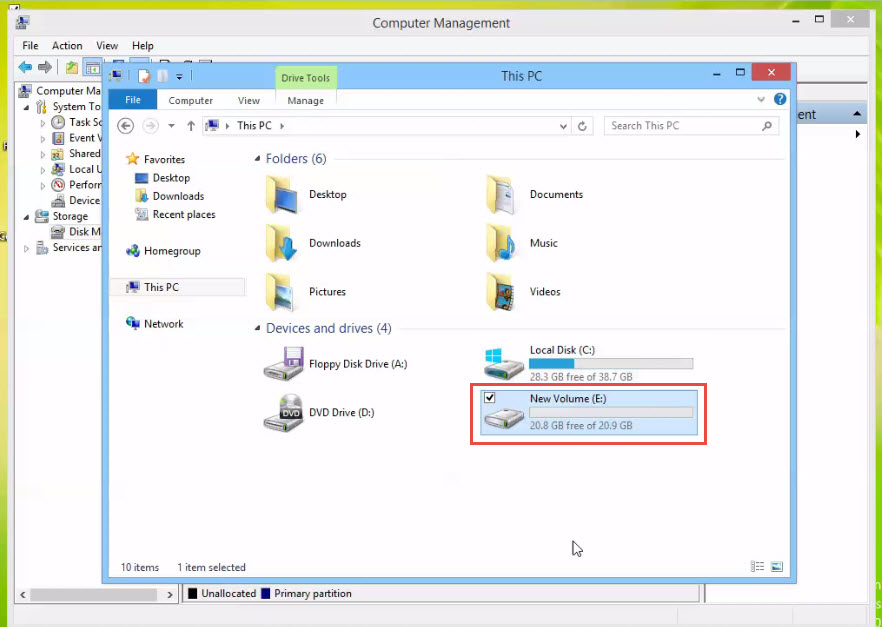 How to Create New Volume Drive in Window 8 training with Disk Management new volume created 10
