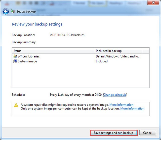 Microsoft training 2007 setup backup review your backup 12