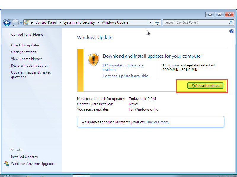 Microsoft training 2007 window update 6