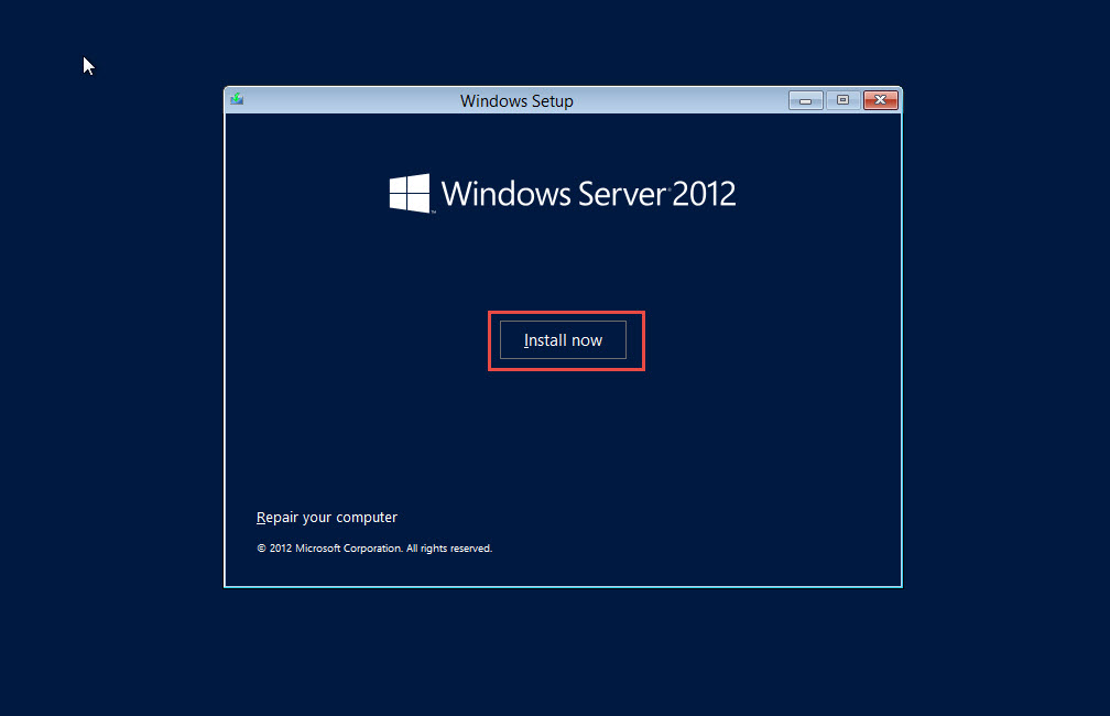 Microsoft training 2012 window setup 12