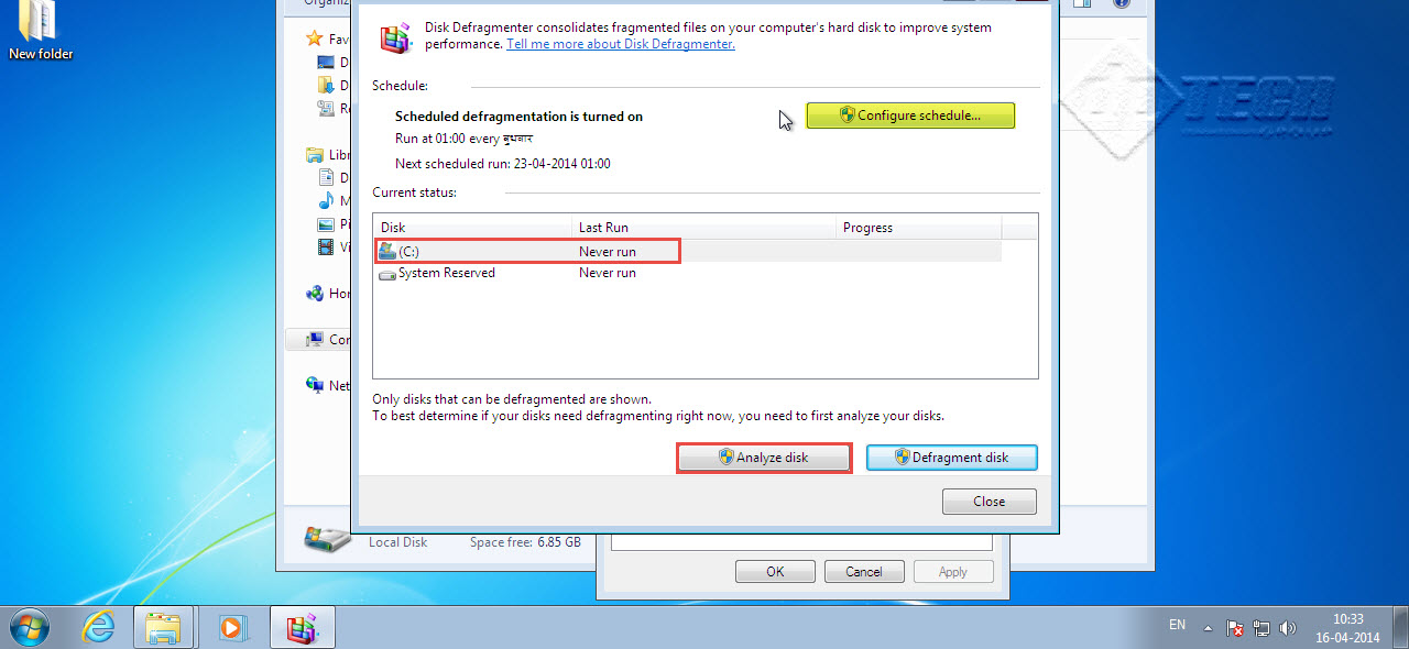 Microsoft window 2007 training Defragment-a Drive schedule defragmentation 4