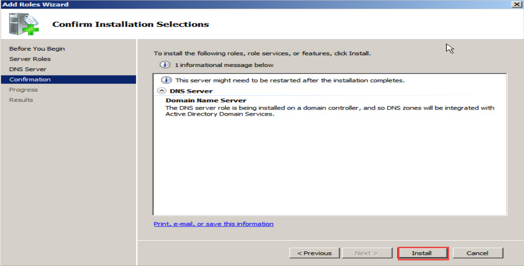 Training to Install Domain Name System (DNS) In Windows Server 2008 install 4