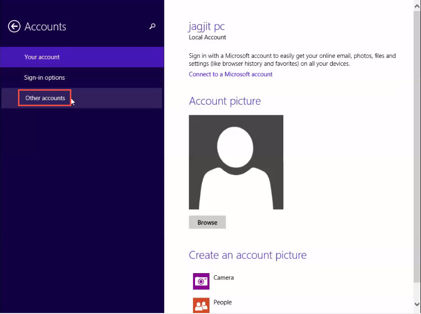 Training to Set Up a New Local Account in Window 8  other accounts