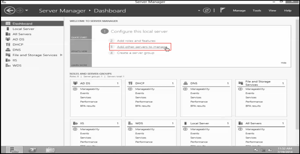 Training to ADD Server to Server Manager – Windows Server 2012 Add other servers to manage