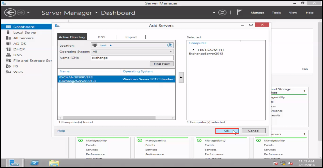 Training to ADD Server to Server Manager – Windows Server 2012 Click on OK