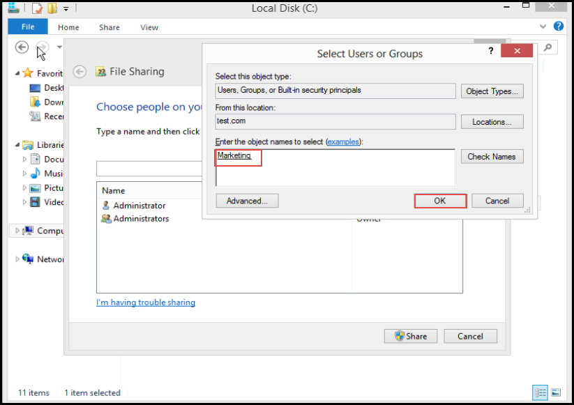 Training  to Configure Folder Sharing in Microsoft Windows Server 2012