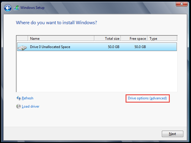Training to Install Microsoft Windows Server 2012 drive options 8