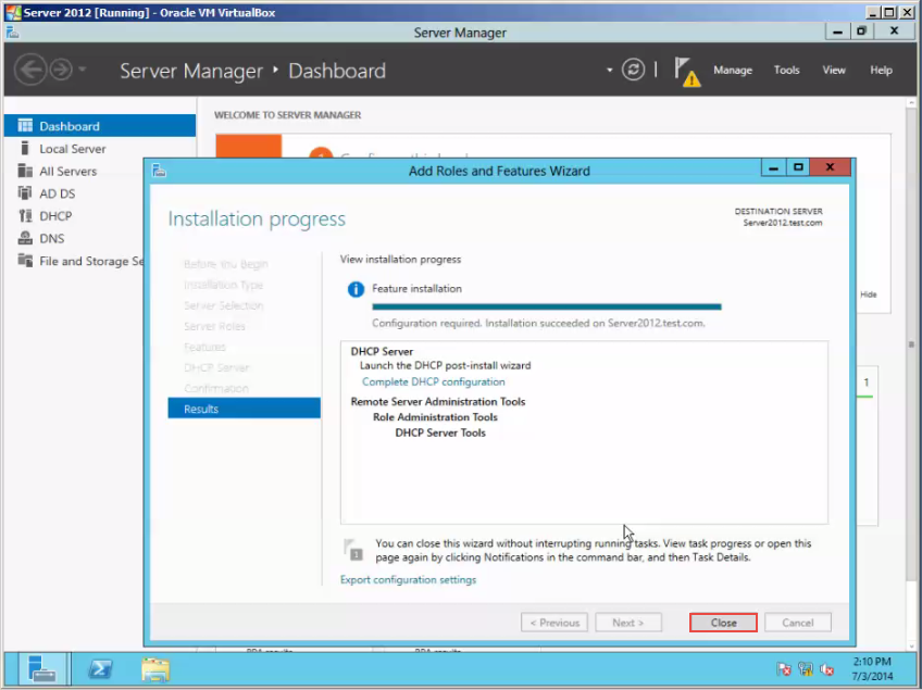 Training to Install DHCP Service on Microsoft Windows Server 2012 close