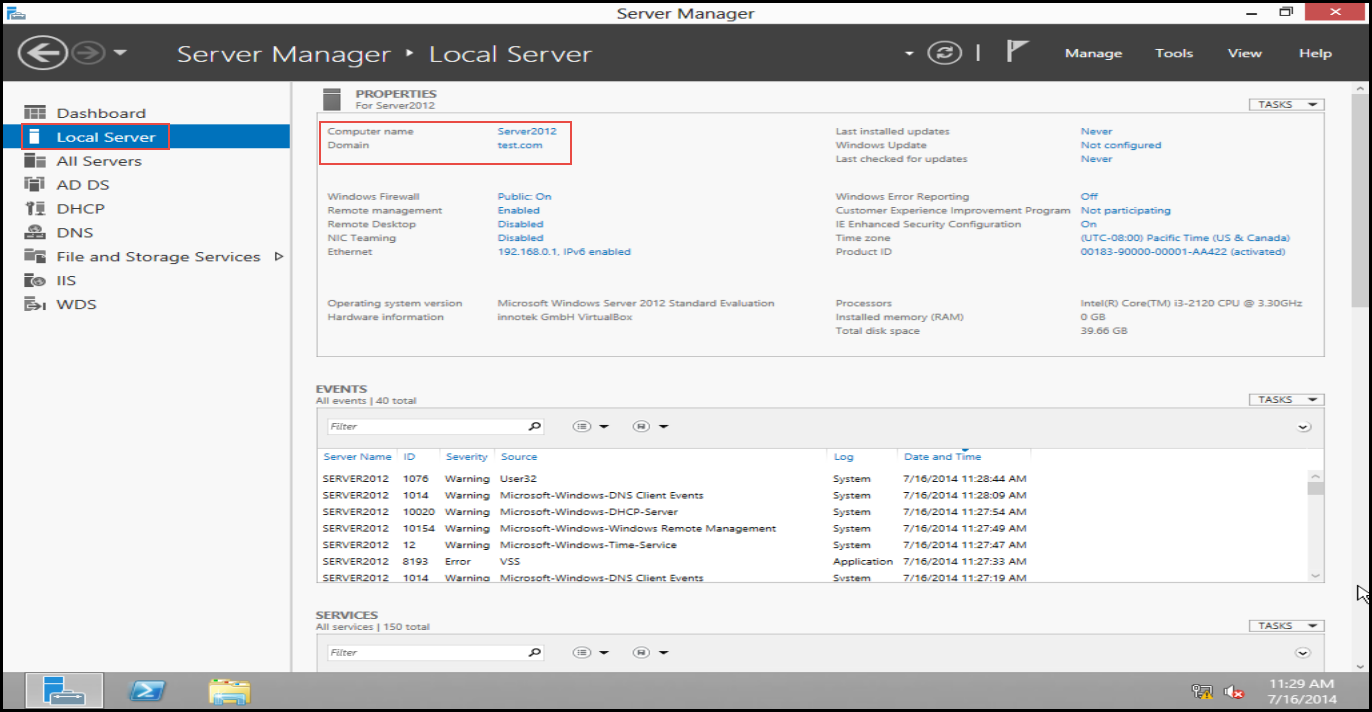install active directory training 2012 Local Server