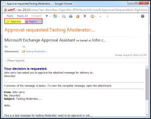 Training exchange server 2010 test moderation for distribution group 7