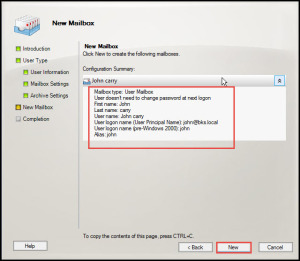 Training Create mailbox enable user server 2010 new mailbox 7