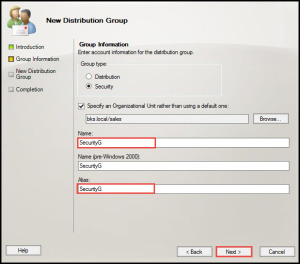 Training create mail enabled Security Distribution server 2010 group information 5