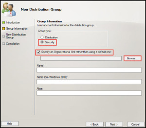 Training create mail enabled Security Distribution server 2010 new distribution group security 3