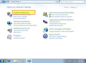 Click on “System and Security”