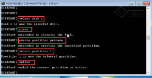 Type command “active”. Make the partition active.
