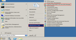 “Administrative Tools” option and click on the “Internet Information Services (IIS) Manager”