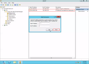 Training to Configure DHCP Exclusion Range on Server 2012 Exclusion Range Created
