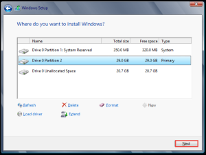 Training to Install Microsoft Windows Server 2012 partition 11