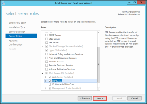 How to Install FTP Role on Windows Server 2012 (Part 3) select server roles 6